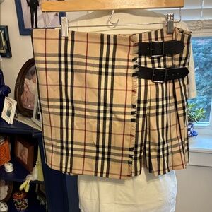 Burberry Checkered Skirt with Black Straps